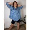 Košile 3/4 dlouhý rukáv dámská nadrozměr GABRIELA (52/54/56 ONE SIZE) ITALSKÁ MÓDA IMSM251182/DUR (Velikost 52/54/56, Barva modrá)