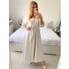 Šaty elegantní saténové dlouhý rukáv dámské Lilien (S/M.ONE SIZE) ITALSKÁ MÓDA IMM22HG3893/DU (Velikost S/M/L, Barva béžová)