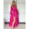 Šaty elegantní saténové dlouhý rukáv dámské Lilien (S/M.ONE SIZE) ITALSKÁ MÓDA IMM22HG3893/DU (Velikost S/M/L, Barva béžová)
