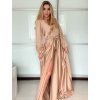 Šaty elegantní saténové dlouhý rukáv dámské Lilien (S/M.ONE SIZE) ITALSKÁ MÓDA IMM22HG3893/DU (Velikost S/M/L, Barva béžová)
