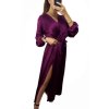 Šaty elegantní saténové dlouhý rukáv dámské Lilien (S/M.ONE SIZE) ITALSKÁ MÓDA IMM22HG3893/DU (Velikost S/M/L, Barva béžová)