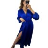 Šaty elegantní saténové dlouhý rukáv dámské Lilien (S/M.ONE SIZE) ITALSKÁ MÓDA IMM22HG3893/DU