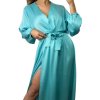 Šaty elegantní saténové dlouhý rukáv dámské Lilien (S/M.ONE SIZE) ITALSKÁ MÓDA IMM22HG3893/DU (Velikost S/M/L, Barva béžová)
