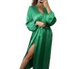 Šaty elegantní saténové dlouhý rukáv dámské Lilien (S/M.ONE SIZE) ITALSKÁ MÓDA IMM22HG3893/DU