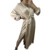 Šaty elegantní saténové dlouhý rukáv dámské Lilien (S/M.ONE SIZE) ITALSKÁ MÓDA IMM22HG3893/DU