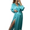 Šaty elegantní saténové dlouhý rukáv dámské Lilien (S/M.ONE SIZE) ITALSKÁ MÓDA IMM22HG3893/DU