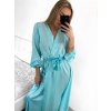 Šaty elegantní saténové dlouhý rukáv dámské Lilien (S/M.ONE SIZE) ITALSKÁ MÓDA IMM22HG3893/DU (Velikost S/M/L, Barva béžová)
