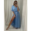 Šaty elegantní saténové dlouhý rukáv dámské Lilien (S/M.ONE SIZE) ITALSKÁ MÓDA IMM22HG3893/DU