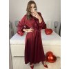 Šaty elegantní saténové dlouhý rukáv dámské Lilien (S/M.ONE SIZE) ITALSKÁ MÓDA IMM22HG3893/DU (Velikost S/M/L, Barva béžová)