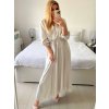 Šaty elegantní saténové dlouhý rukáv dámské Lilien (S/M.ONE SIZE) ITALSKÁ MÓDA IMM22HG3893/DU (Velikost S/M/L, Barva béžová)