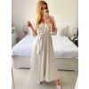 Šaty elegantní saténové dlouhý rukáv dámské Lilien (S/M.ONE SIZE) ITALSKÁ MÓDA IMM22HG3893/DU (Velikost S/M/L, Barva béžová)