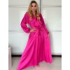 Šaty elegantní saténové dlouhý rukáv dámské Lilien (S/M.ONE SIZE) ITALSKÁ MÓDA IMM22HG3893/DU (Velikost S/M/L, Barva béžová)