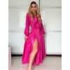 Šaty elegantní saténové dlouhý rukáv dámské Lilien (S/M.ONE SIZE) ITALSKÁ MÓDA IMM22HG3893/DU (Velikost S/M/L, Barva béžová)