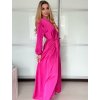 Šaty elegantní saténové dlouhý rukáv dámské Lilien (S/M.ONE SIZE) ITALSKÁ MÓDA IMM22HG3893/DU (Velikost S/M/L, Barva béžová)