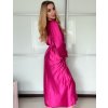 Šaty elegantní saténové dlouhý rukáv dámské Lilien (S/M.ONE SIZE) ITALSKÁ MÓDA IMM22HG3893/DU (Velikost S/M/L, Barva béžová)