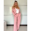 Souprava elegantní sako krátké dlouhý rukáv a kalhoty dámské ALICE (S/M ONE SIZE) ITALSKÁ MÓDA IMWHP25525/DU (Velikost S/M, Barva bílá)