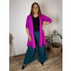 Cardigan letní 3/4 dlouhý rukáv dámský nadrozměr VESUNA (48/50/52 ONE SIZE) ITALSKÁ MÓDA IM425415/DU (Velikost 48/50/52, Barva Černá)