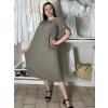 Šaty volnočasové letní mušelín krátký rukáv dámské nadrozměr  AMELIE (52/54/56 ONE SIZE) ITALSKÁ MÓDA IM425266/DU (Velikost 52/54/56, Barva Černá)