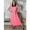Šaty dlouhé volnočasové letní mušelín krátký rukáv dámské VANESA (S/M/L ONE SIZE) ITALSKÁ MÓDA IM425298/DUR (Velikost S/M/L, Barva růžová)