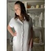 Šaty košilové mušelín krátký rukáv dámské nadrozměr SILVIA  (44/46/48 ONE SIZE) ITALSKÁ MÓDA IM425406/DUR (Velikost 44/46/48, Barva béžová)