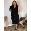 Šaty košilové mušelín krátký rukáv dámské nadrozměr SILVIA  (44/46/48 ONE SIZE) ITALSKÁ MÓDA IM425406/DUR (Velikost 44/46/48, Barva béžová)