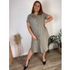 Šaty košilové mušelín krátký rukáv dámské nadrozměr SILVIA  (44/46/48 ONE SIZE) ITALSKÁ MÓDA IM425406/DUR (Velikost 44/46/48, Barva béžová)
