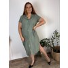 Šaty košilové mušelín krátký rukáv dámské nadrozměr SILVIA  (44/46/48 ONE SIZE) ITALSKÁ MÓDA IM425406/DUR (Velikost 44/46/48, Barva béžová)
