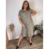 Šaty košilové mušelín krátký rukáv dámské nadrozměr SILVIA  (44/46/48 ONE SIZE) ITALSKÁ MÓDA IM425406/DUR (Velikost 44/46/48, Barva béžová)