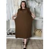 Šaty dlouhé elegantní letní bez rukávu dámské nadrozměr BLANCA (52/54/56 ONE SIZE) ITALSKÁ MÓDA IMC25293/DU (Velikost 52/54/56, Barva hnědá)
