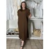 Šaty dlouhé elegantní letní bez rukávu dámské nadrozměr BLANCA (52/54/56 ONE SIZE) ITALSKÁ MÓDA IMC25293/DU (Velikost 52/54/56, Barva hnědá)