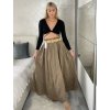Sukně dlouhá s kapsami s páskem dámská SISI (S/M/L ONE SIZE) ITALSKÁ MÓDA IM425239/DU (Velikost S/M/L, Barva hnědá)