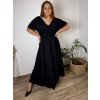 Šaty dlouhé elegantní letní krátký rukáv dámské nadrozměr ASTRA (42/44/46 ONE SIZE) ITALSKÁ MÓDA IM425422/DUR (Velikost 42/44/46, Barva Černá)