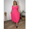 Šaty dlouhé elegantní letní krátký rukáv dámské nadrozměr ASTRA (42/44/46 ONE SIZE) ITALSKÁ MÓDA IM425422/DUR (Velikost 42/44/46, Barva Černá)
