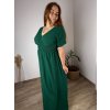 Šaty dlouhé elegantní letní krátký rukáv dámské nadrozměr ASTRA (42/44/46 ONE SIZE) ITALSKÁ MÓDA IM425422/DUR (Velikost 42/44/46, Barva Černá)