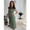 Šaty dlouhé letní mušelín krátký rukáv dámské JULI (S/M/L ONE SIZE) ITALSKÁ MÓDA IMWB25894/DUR (Velikost S/M/L, Barva béžová)