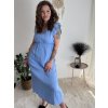 Šaty dlouhé letní mušelín krátký rukáv dámské JULI (S/M/L ONE SIZE) ITALSKÁ MÓDA IMWB25894/DUR (Velikost S/M/L, Barva béžová)