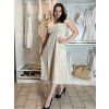 Šaty dlouhé letní mušelín krátký rukáv dámské JULI (S/M/L ONE SIZE) ITALSKÁ MÓDA IMWB25894/DUR (Velikost S/M/L, Barva béžová)