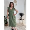 Šaty dlouhé letní mušelín krátký rukáv dámské JULI (S/M/L ONE SIZE) ITALSKÁ MÓDA IMWB25894/DUR (Velikost S/M/L, Barva béžová)