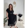 Šaty dlouhé letní šifonové elegantní skládané s páskem krátký rukáv dámské LAJLA (S/M/LONE SIZE) ITALSKÁ MÓDA IMWHA251214/DUR (Velikost S/M/L, Barva béžová)