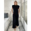 Souprava elegantní tričko bez rukávu a kalhoty dlouhé dámské LUCY (S/M/L ONE SIZE) ITALSKÁ MÓDA IMWAC251491/DU (Velikost S/M/L, Barva Černá)