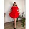Šaty carmen krátký rukáv dámské nadrozměr MANDY (L/XL/2XL ONE SIZE) ITALSKá MóDA IM424131/DU (Velikost L/XL/2XL, Barva tmavě modrá)