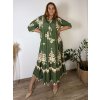 Šaty elegantní letní 3/4 dlouhý rukáv dámské nadrozměr LUDMILA (50/52/54 ONE SIZE) ITALSKÁ MÓDA IMPLI243735/DUR (Velikost 50/52/54, Barva béžová)