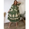 Šaty elegantní letní 3/4 dlouhý rukáv dámské nadrozměr LUDMILA (50/52/54 ONE SIZE) ITALSKÁ MÓDA IMPLI243735/DUR (Velikost 50/52/54, Barva béžová)
