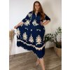 Šaty elegantní letní 3/4 dlouhý rukáv dámské nadrozměr LUDMILA (50/52/54 ONE SIZE) ITALSKÁ MÓDA IMPLI243735/DUR (Velikost 50/52/54, Barva béžová)