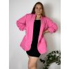 Sako dlouhý rukáv dámské nadrozměr BRIGITA (52/54/56 ONE SIZE) ITALSKÁ MÓDA IMWDT251370/DUR (Velikost 52/54/56, Barva bílá)