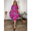 Šaty volnočasové letní krátký rukáv dámské nadrozměr SILVIA (52/54/56 ONE SIZE) ITALSKÁ MÓDA IM425264/DU (Velikost 52/54/56, Barva tmavě růžová)