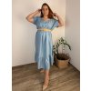 Šaty s páskem letní krátký rukáv dámské nadrozměr EMMA (48/50/52 ONE SIZE) ITALSKÁ MÓDA IM42530002/DUR (Velikost 48/50/52, Barva světle modrá)