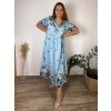 Šaty dlouhé letní 3/4 dlouhý rukáv dámské nadrozměr MARIA (48/50/52 ONE SIZE) ITALSKÁ MÓDA IM425172/DR (Velikost 48/50/52, Barva hnědá)