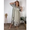 Šaty dlouhé letní 3/4 dlouhý rukáv dámské nadrozměr MARIA (48/50/52 ONE SIZE) ITALSKÁ MÓDA IM425172/DR (Velikost 48/50/52, Barva hnědá)
