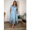 Šaty dlouhé letní 3/4 dlouhý rukáv dámské nadrozměr MARIA (48/50/52 ONE SIZE) ITALSKÁ MÓDA IM425172/DR (Velikost 48/50/52, Barva hnědá)
